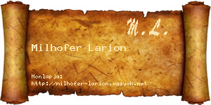 Milhofer Larion névjegykártya